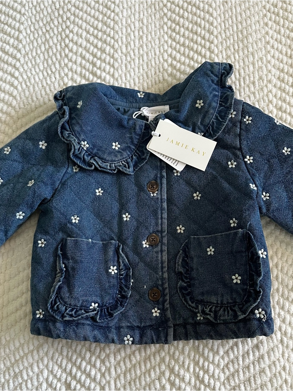 Jamie Kay Navy Quilted Amandine Jacket Josie Floral Denim - NWT 6-12 Months